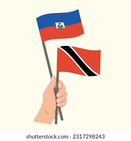 Flags of Haiti and Trinidad and Tobago, Hand Holding flags