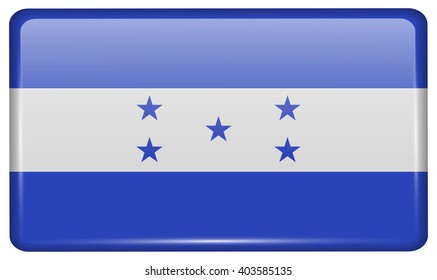 Flags of Honduras in the form of a magnet on refrigerator with reflections light. Vector illustration