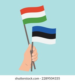 Flags of Hungary and Estonia, Hand Holding flags