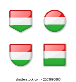Flags of Hungary - glossy collection. Set of vector illustrations