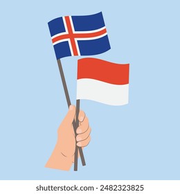 Banderas de Islandia y Mónaco, Banderas de mano