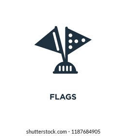 Flags icon. Black filled vector illustration. Flags symbol on white background. Can be used in web and mobile.