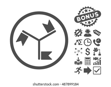Flags icon with bonus symbols. Vector illustration style is flat iconic symbols, gray color, white background.