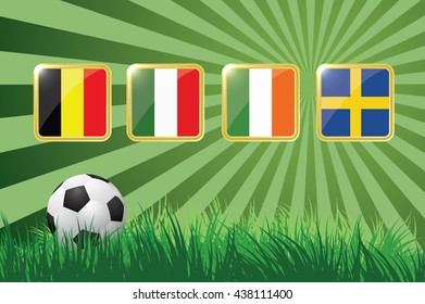 flags icon of participating countries to the final soccer tournament of 2016