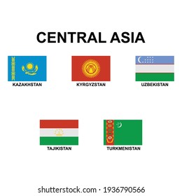 the flags icon set of the country in the central asia vector sign symbol 