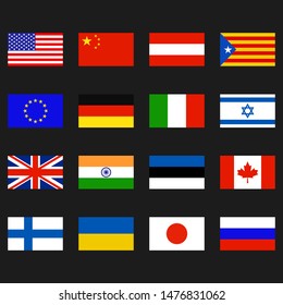 Flags icon set. Graphic template. Vector illustration