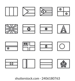 Flags icon set isolated on white