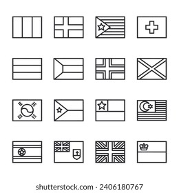 Flags icon set isolated on white