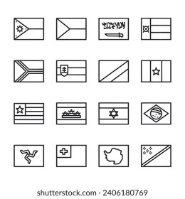 Flags icon set isolated on white