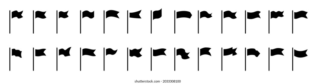 Flaggen-Symbol-Set. Silhouette setzt Symbol-Flag für Dekorationsgrafik. Vektorgrafik.