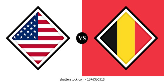 icono de banderas, usa vs Bélgica