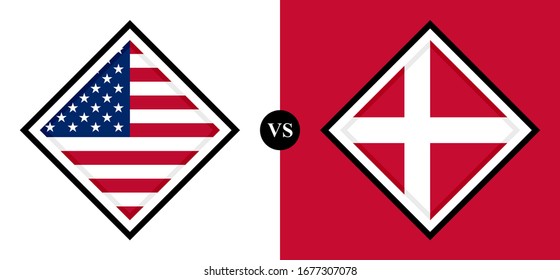 flags icon, usa vs denmark