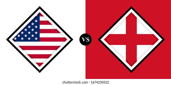 flags icon, usa vs england