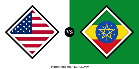 flags icon, usa vs ethiopia