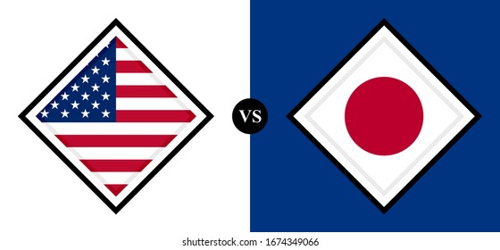 flags icon, usa vs japan