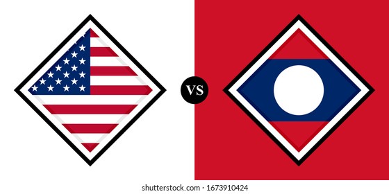 flags icon, usa vs laos