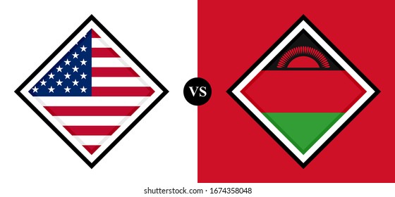 flags icon, usa vs malawi