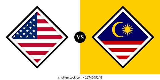 flags icon, usa vs malaysia