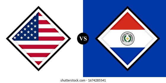 flags icon, usa vs paraguay