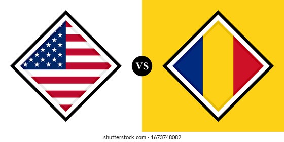 flags icon, usa vs romania