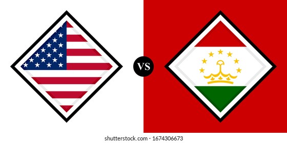 flags icon, usa vs tajikistan