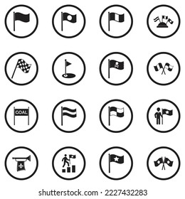 Flags Icons. Black Flat Design In Circle. Vector Illustration.