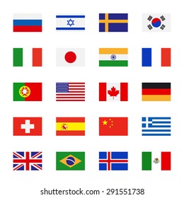 Flags icons in flat style. Simple vector flags of the countries