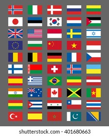 Flags icons in flat style. Simple flags of the countries