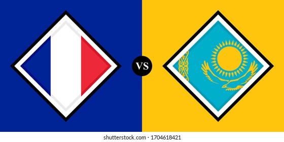 flags icons, france vs kazakhstan