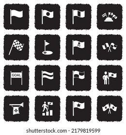 Flags Icons. Grunge Black Flat Design. Vector Illustration.
