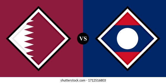 flags icons, qatar vs laos
