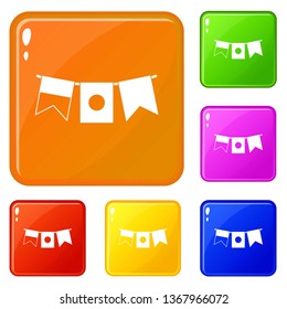 Flags icons set collection vector 6 color isolated on white background