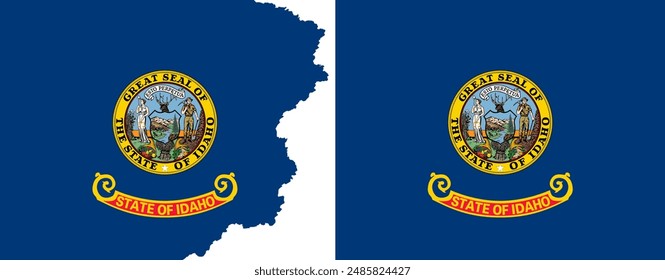 Banderas del Vector de Idaho. Bandera estándar y con bordes rasgados