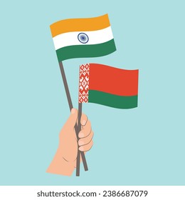 Flaggen Indiens und Weißrusslands, Händeflaggen