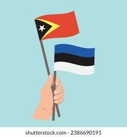 Flags of India and Estonia, Hand Holding flags