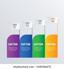 Flags informational infographics template design. Business concept infograph with 4 options, steps, or processes. Vector visualization can be used for workflow layout, diagram, annual report, web