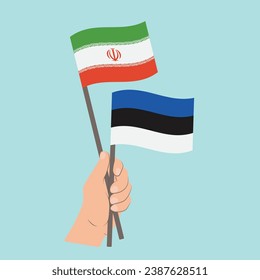 Flags of Iran and Estonia, Hand Holding flags