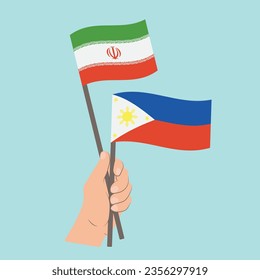 Flags of Iran and the Philippines, Hand Holding flags