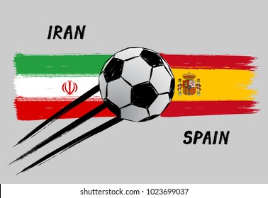 Flags of Iran and Spain - Icon for football championship - Grunge