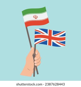 Banderas de Irán y el Reino Unido, portadoras de banderas