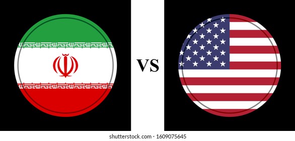 flags iran vs usa. vector background