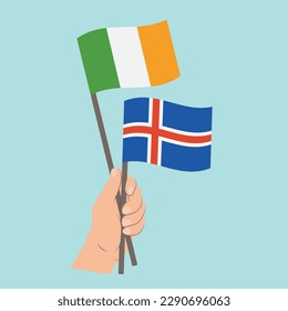 Banderas de Irlanda e Irlanda, banderas de mano