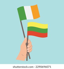 Flags of Ireland and Lithuania, Hand Holding flags