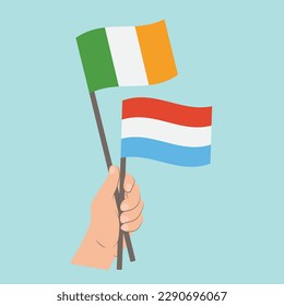 Flags of Ireland and Luxembourg, Hand Holding flags