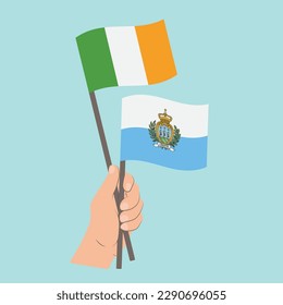 Flags of Ireland and San Marino, Hand Holding flags