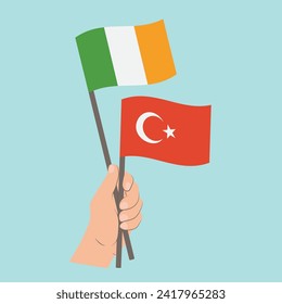 Flags of Ireland and Turkey, Hand Holding flags