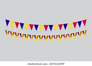 Flags isolated. Andorra paper bunting. flags birthday, anniversary, celebrate event.