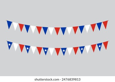 Flags isolated. Chile paper bunting. flags birthday, anniversary, celebrate event.