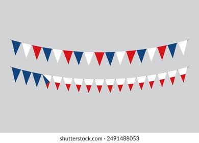 Flags isolated. Czech Republic paper bunting. flags birthday, anniversary, celebrate event.