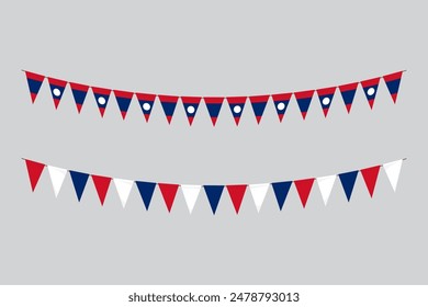 Banderas aisladas. Banderas de Laos, cumpleaños, aniversario, evento de celebración.